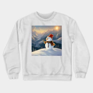 Cute Snowman in the Mountains Crewneck Sweatshirt